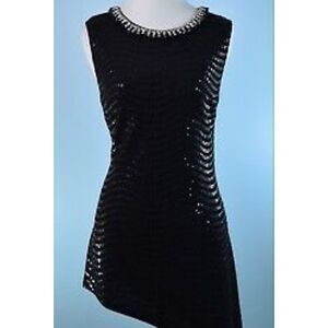 𝅺⭐️frank LYMAN Black Sleeveless Bead Sequin Asymmetrical Tunic Top⭐️